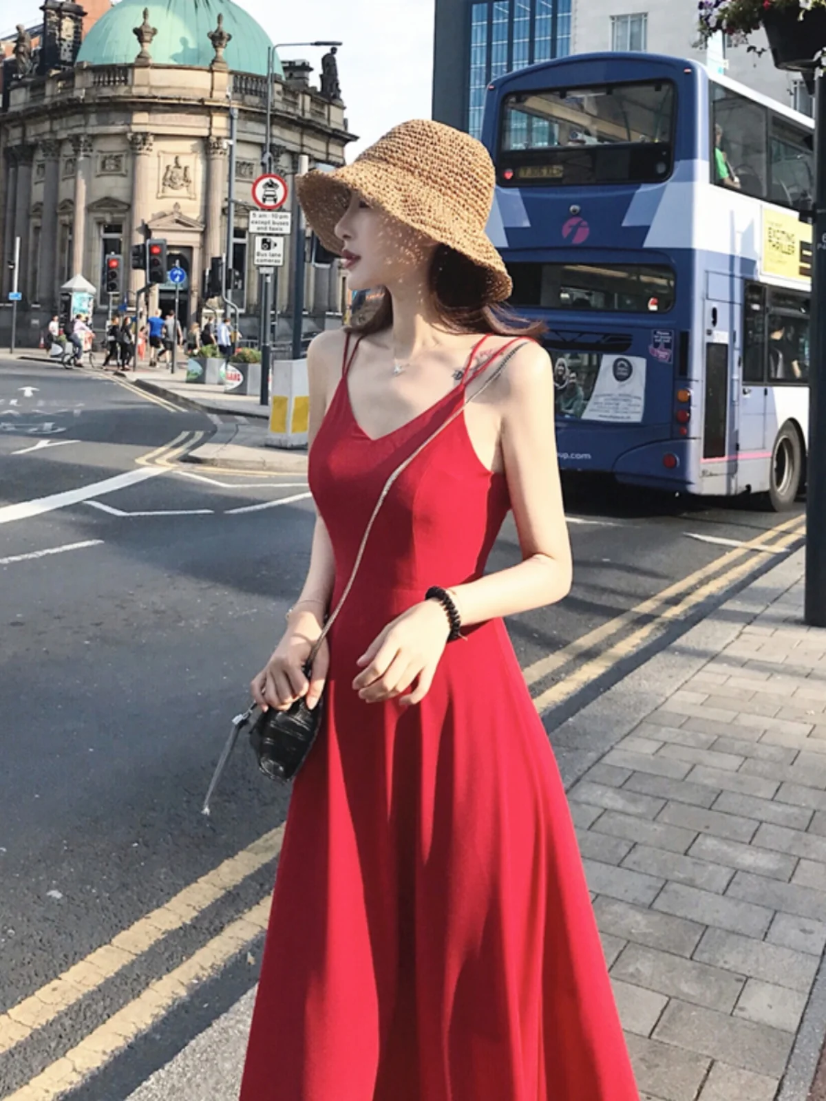 Sexy Backless Summer Beach Dress Women's Vacation Photo Shoot Sanya Gown Long Skirt Strap Bohemian Sweet High Waist Zipper