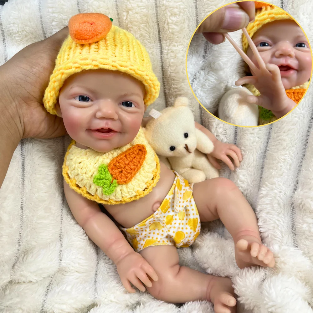 Mini muñeca Reborn de silicona de 13 pulgadas, cuerpo de Charlie para niño o niña, muñeca lavable de silicona sólida, juguete, regalo de cumpleaños y Navidad