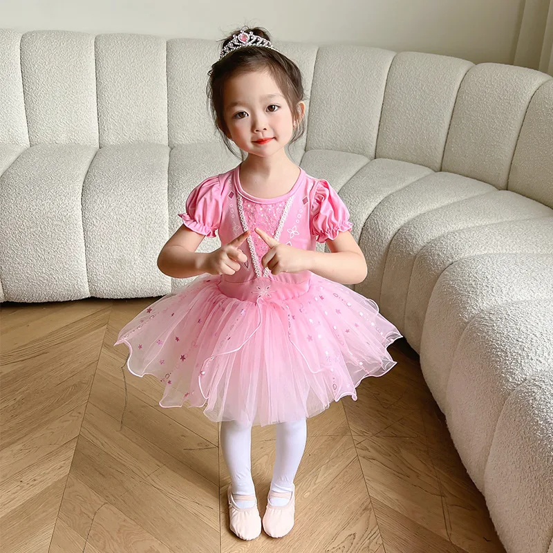 

Original Ballet Skirt, Girl's Improved Dance Dress, New Girl's Pink Dress, Spring/Summer Short sleeved Skirt, Girl