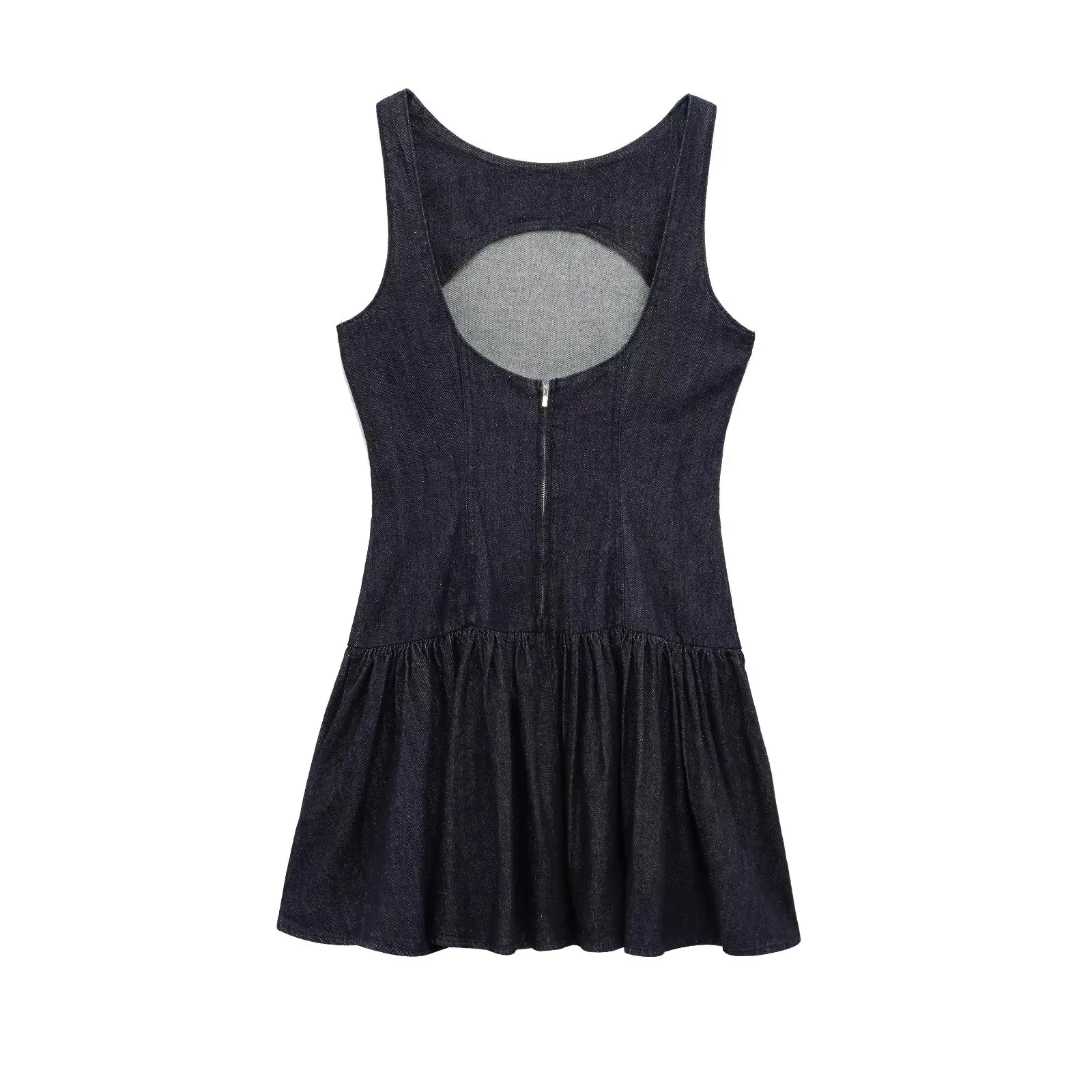 Primavera nova faion ort denim efeito dr em camadas decoração roupas femininas cintura alta gored saia spele redonda ne