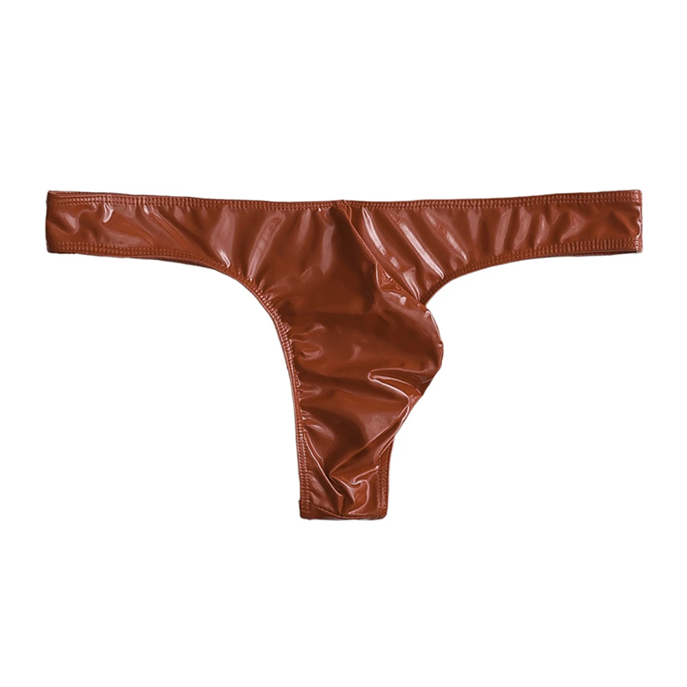 Men Glossy G-string Underwear Wide Belt Thong Men G-string Underwear 95 Polyester 5 Spandex Solid Pattern Design