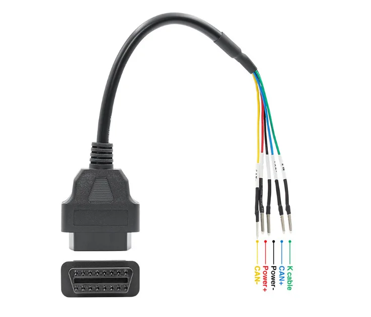 OBD Female 16 pin k line can line Jumper Tester Can OBD2 Engine Fault Detector Connector Cable For Turck Car Motorcycle K+ Plug