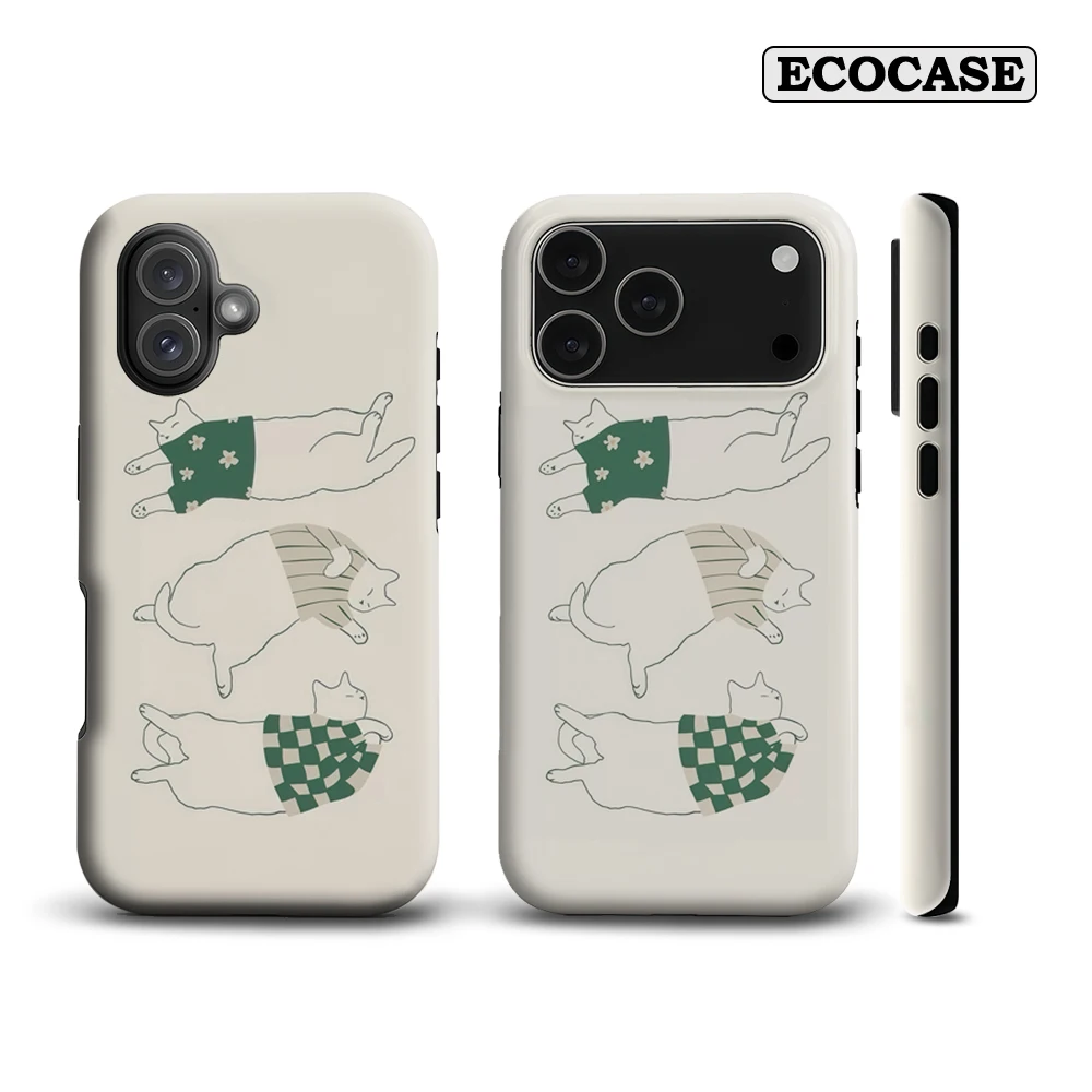 Lazy Cats in stilvollen Outfits IPhone 17 Must-Haves Handyhülle für IPhone 17 16 15 14 13 12 11 Pro Max Plus Doppelschichtige Rückseite