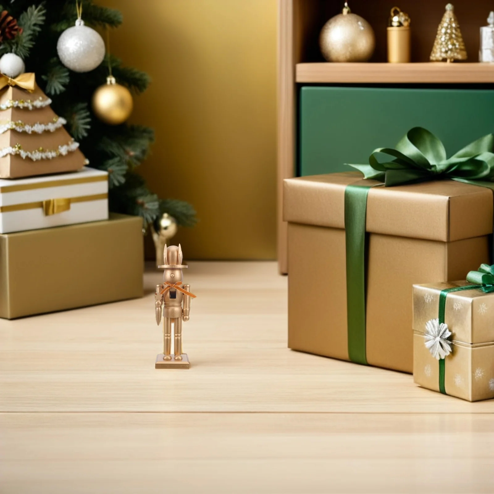 

Wooden Bunny Nutcracker Sculpture Classic Soldier Design Spring Easter Bunny Decoration Easter Table Centerpiece Holiday Party