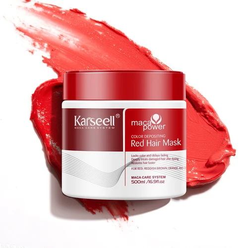 Karseell Color Depositante Mascarilla para el cabello rojo Acondicionador que aumenta el color, hidrata y mejora los tonos rojos para el cabello tratado por el color 500 ml