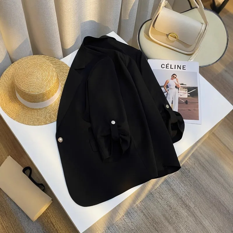 Blazer Women Clothing Coat Summer New Black Thin Style Temperament Jacket Women's Korean Version High-end Fashion Casual Top