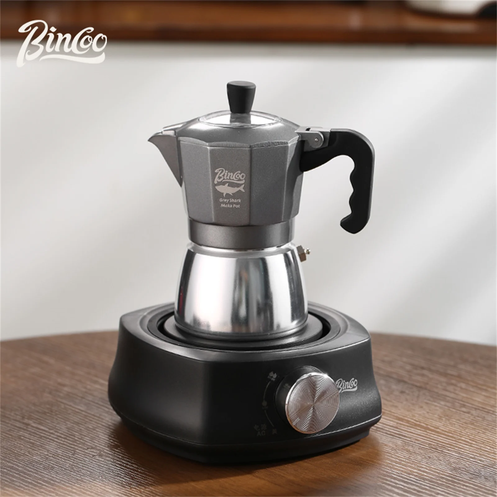 Bincoo Dual Valve Moka Pot Espresso Concentrated Latte Mocha Pot Brewed Coffee Extraction Pot Italian Home Barista Tools 220V