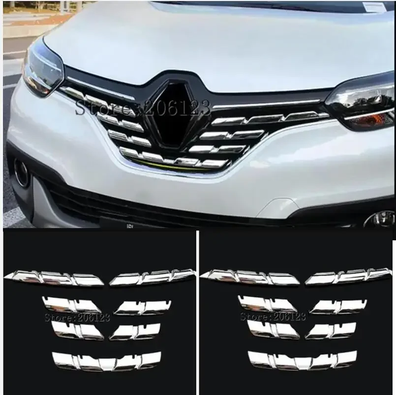 

For Renault Kadjar 2015 2016 2017 2018 Chrome Front Mesh Grill Bumper Cover Trim Insert Bonnet Garnish Molding Guard Protector