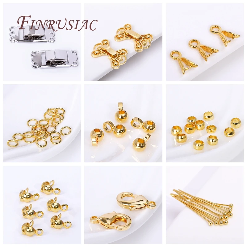 0.6X30MM 50-100Pcs/Lot 18K Gold Plated Flat Head/Ball Head/Eye Pins For Jewelry DIY Beading Jewellery Findings