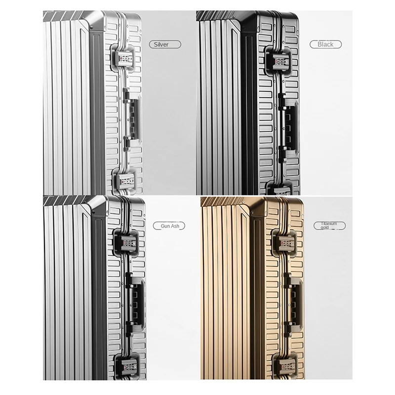 Boîte d'embarquement de voyage en alliage d'aluminium et de magnésium pour hommes, chariot d'affaires, bagage muet, roue universelle, 20 po, 24 po, 26/29 po