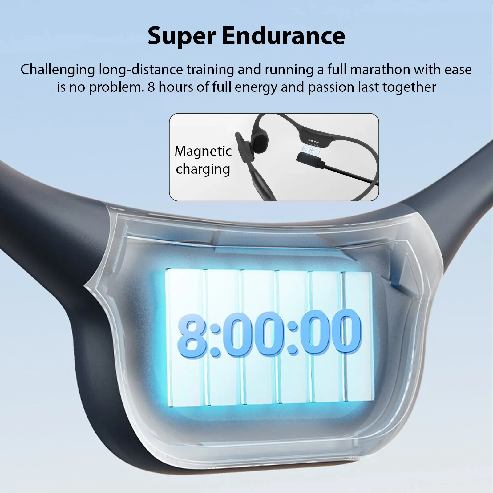 

Наушники с костной проводимостью, стереозвук, дизайн с открытыми ушками, удобные водонепроницаемые беспроводные наушники IPX8 для плавания, бега