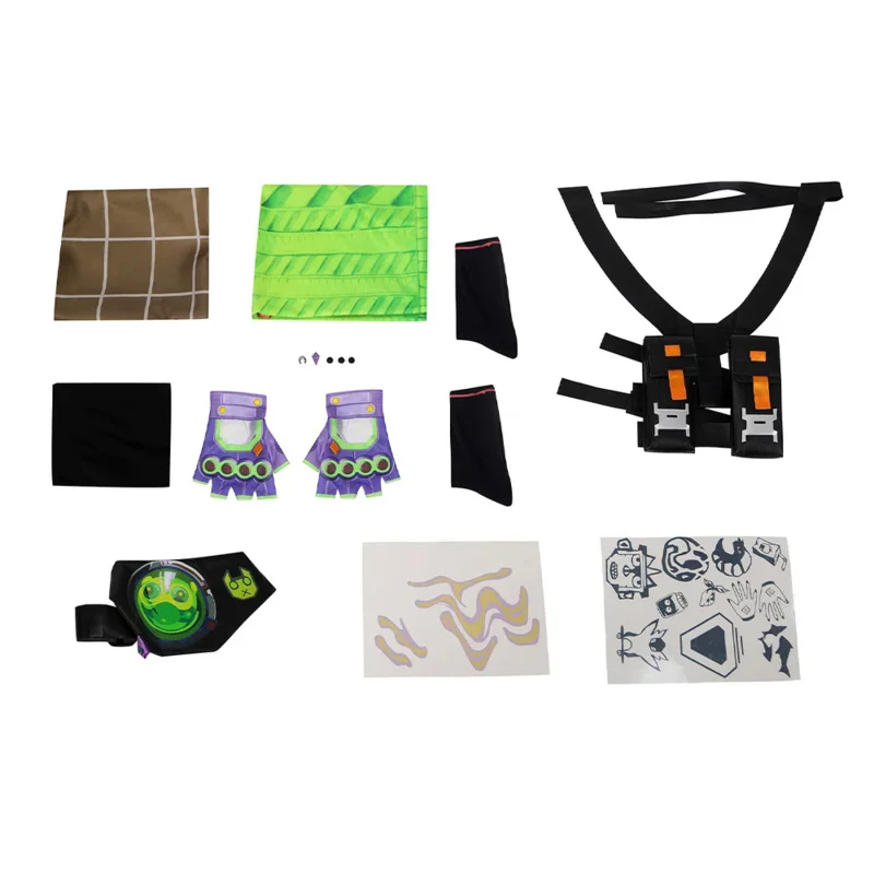 Disfraz de Gekko para hombre, ropa de juego de Valorant, Roleplay, Fantasia, camiseta, pantalón, cinturón, sombrero, Halloween, carnaval, fiesta, disfraz Masculino