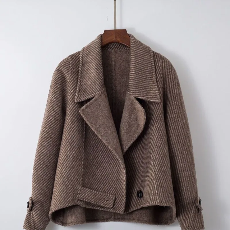 Women's 2026 Short Double-sided Woolen Temperament Internet Celebrity Suit Collar Slim-fitting Small Double-sided Woolen Coat