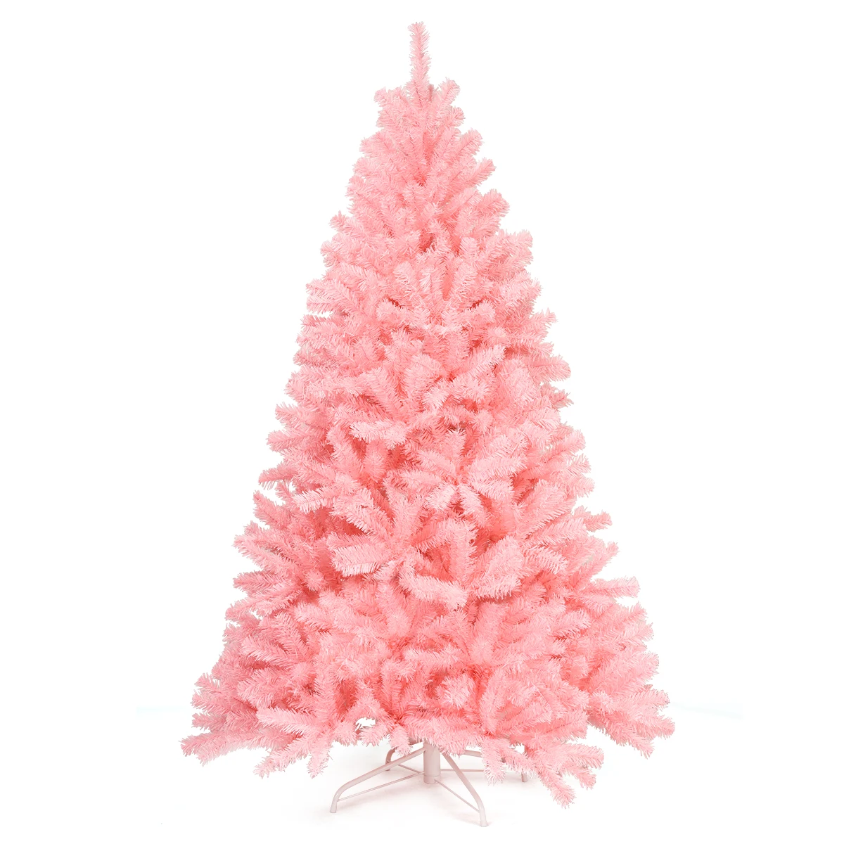 

6Ft Hinged Artificial Christmas Tree Full Fir Tree New PVC w/ Metal Stand Pink