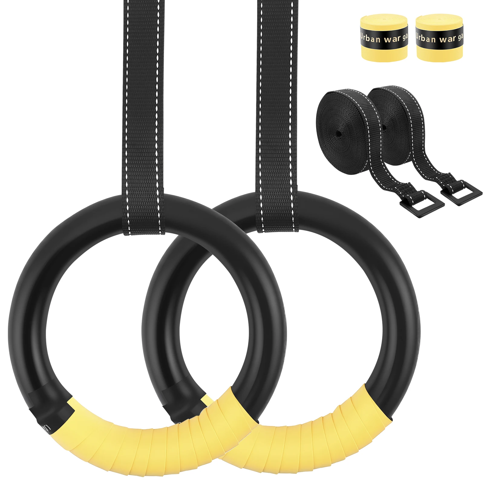 2 Pezzi Anelli da Ginnastica Professionali con Cinghie Regolabili 2.5/5M, Anelli Antiscivolo per Trazioni ed Esercizi Fitness a Casa