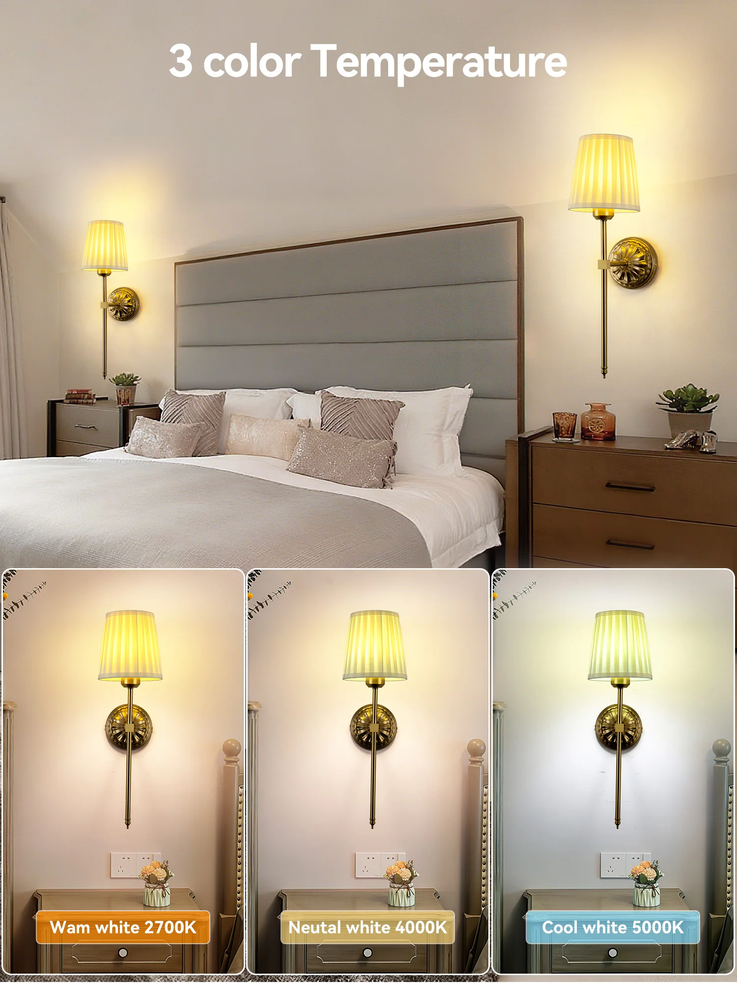 Applique à piles : applique murale rechargeable avec télécommande et ampoule à intensité variable, applique murale sans fil, 15 couleurs, adaptée à la décoration du couloir du salon de la chambre à coucher