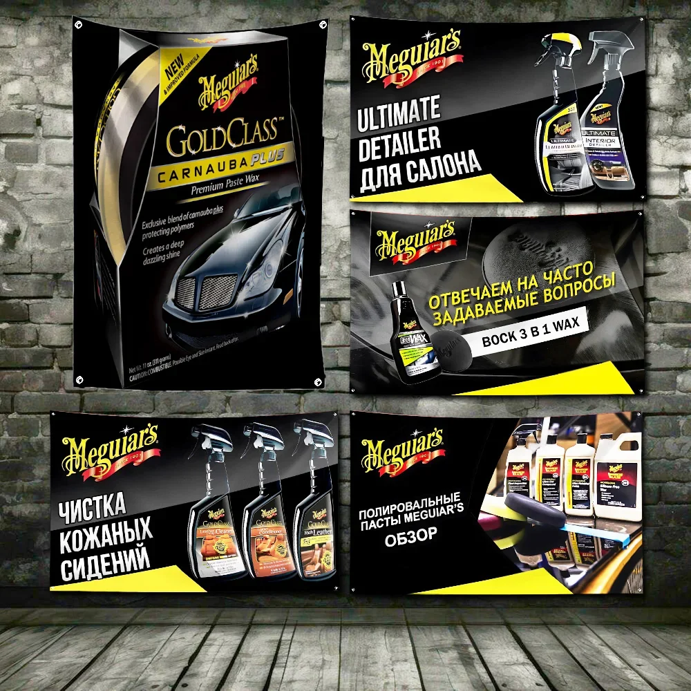 3 x 5 Fuß Meguiars-Flagge, Polyester-Digitaldruck-Banner für Garage, Wandkunst, Außentür-Dekoration mit Messingösen