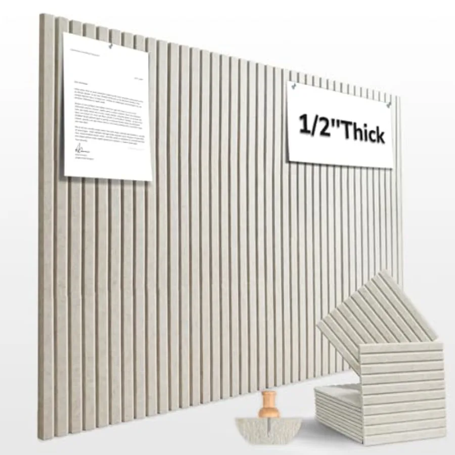 

Large Cork Board for Office Decor, 48"x 36" - 1/2" Thick Felt Bulletin Board, 12 Pack Felt Board with Safe Removable Adhesive T