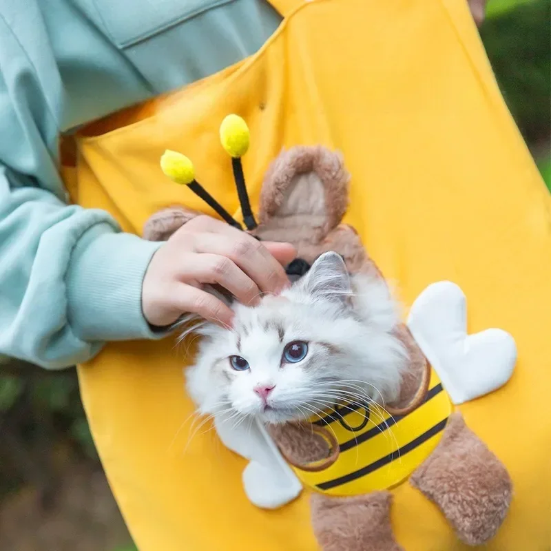 Bee cat bag can be exposed Shoulder bags diagonal crossbody bags handbag Dog Small Dog Cartoon Animal for Pet Outdoor Outing Bag