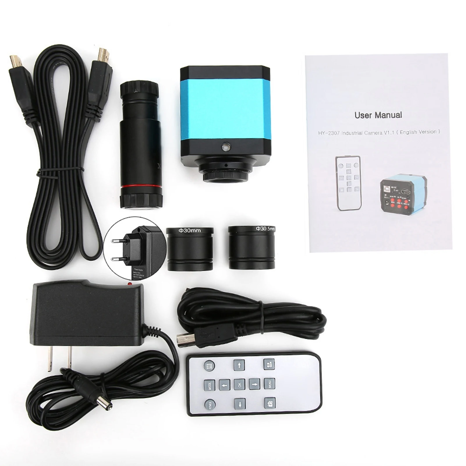 37MP 1080P 60FPS HD Multimedia Interface USB Industrial Microscope Camera with Conversion Adapter