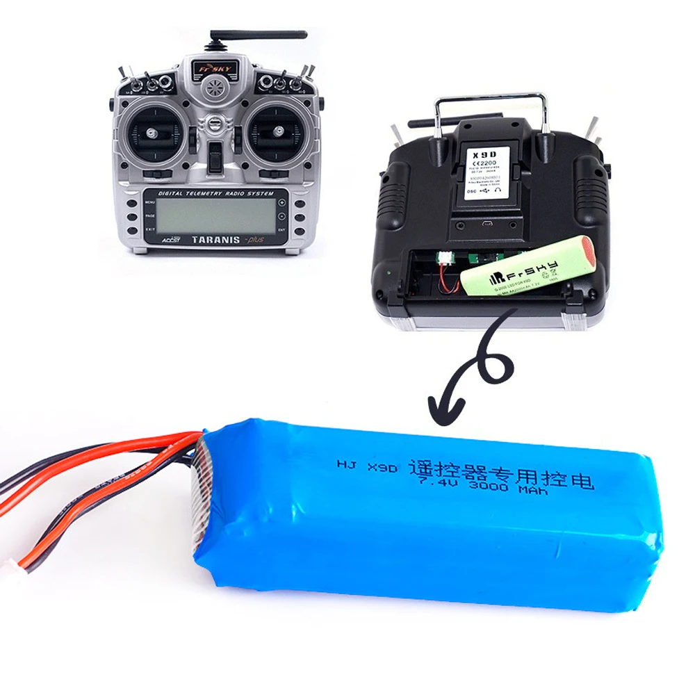 7.4V Rechargeable Lipo Battery and charger for Frsky Taranis X9D Plus Transmitter Toy Accessories 2S 7.4v 3000mAh toys battery