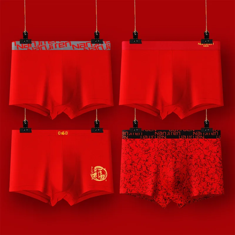 Red Plus Size Men Underwear Boxer Man Underwear Solid Shorts Cotton Boxer Home Medium Male Boxer Shorts Sexy L-5xl 8pcs/lot