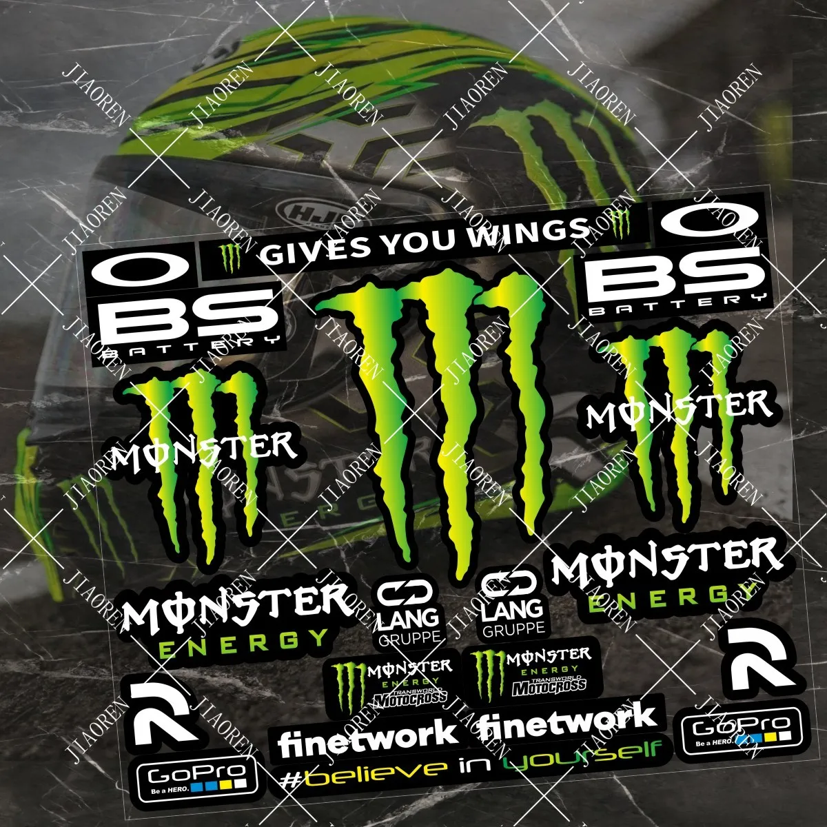 

Мотоциклетный шлем Monster Energy, светоотражающая наклейка для HONDA YAMAHA SUZUKI KTM BMW KAWASAKI # 1