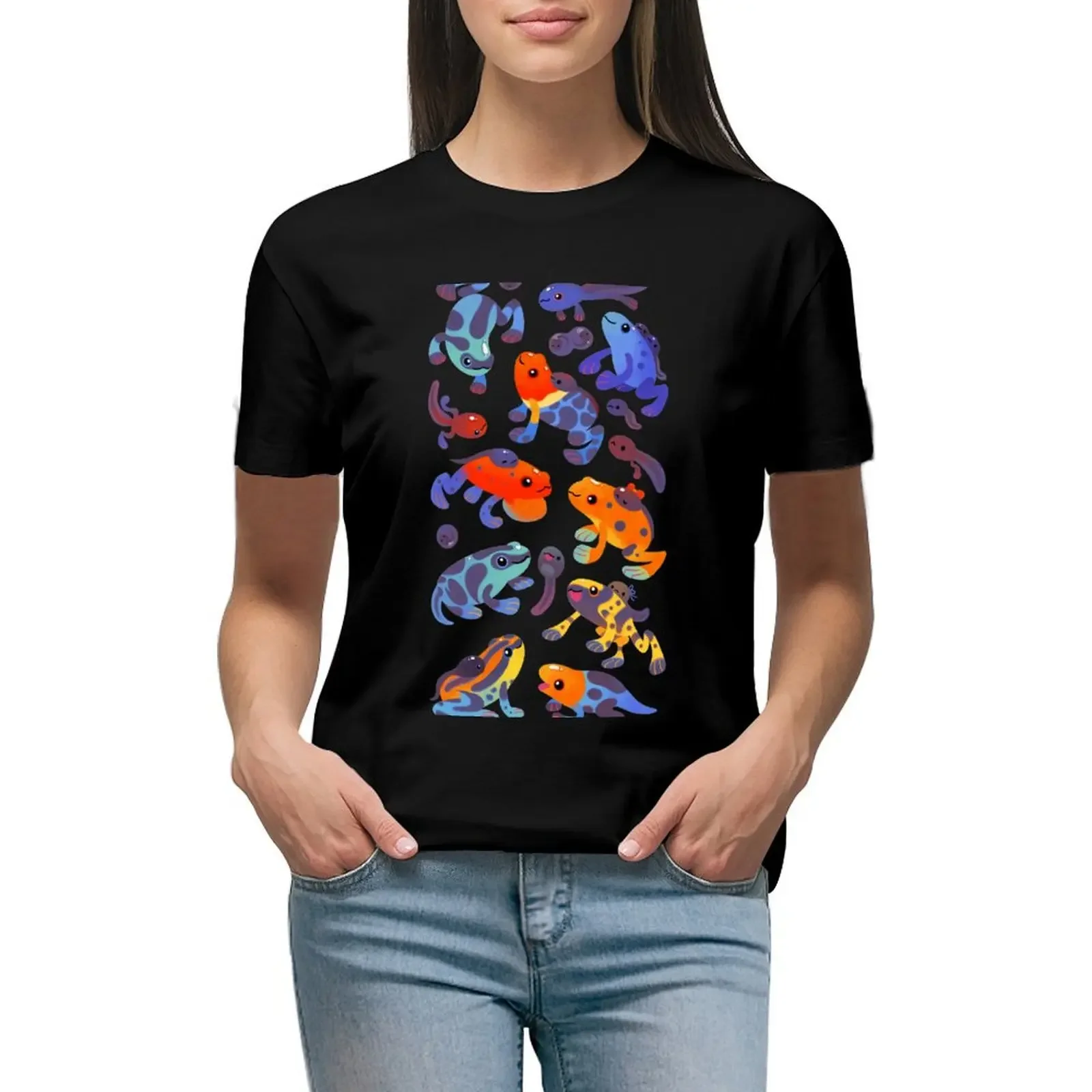 

Poison dart frogs - dark T-Shirt Short sleeve tee lady clothes oversized graphics plus size t shirts for Women loose fit