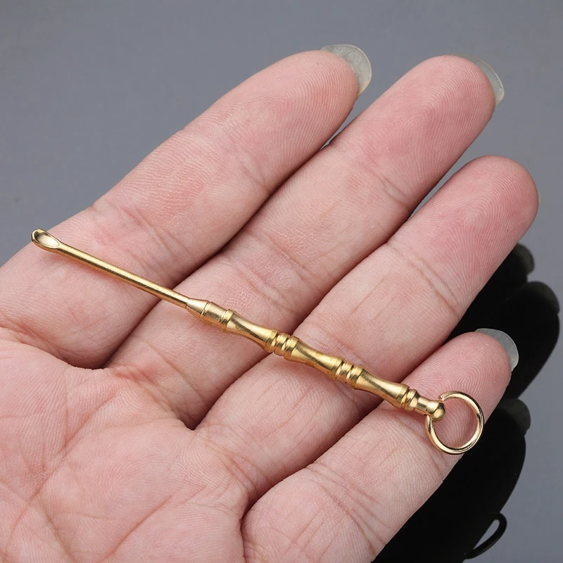 100pcs Gold color Smoking Scoop Earpick Key ring Keyring keychain pendant Powder Shovel