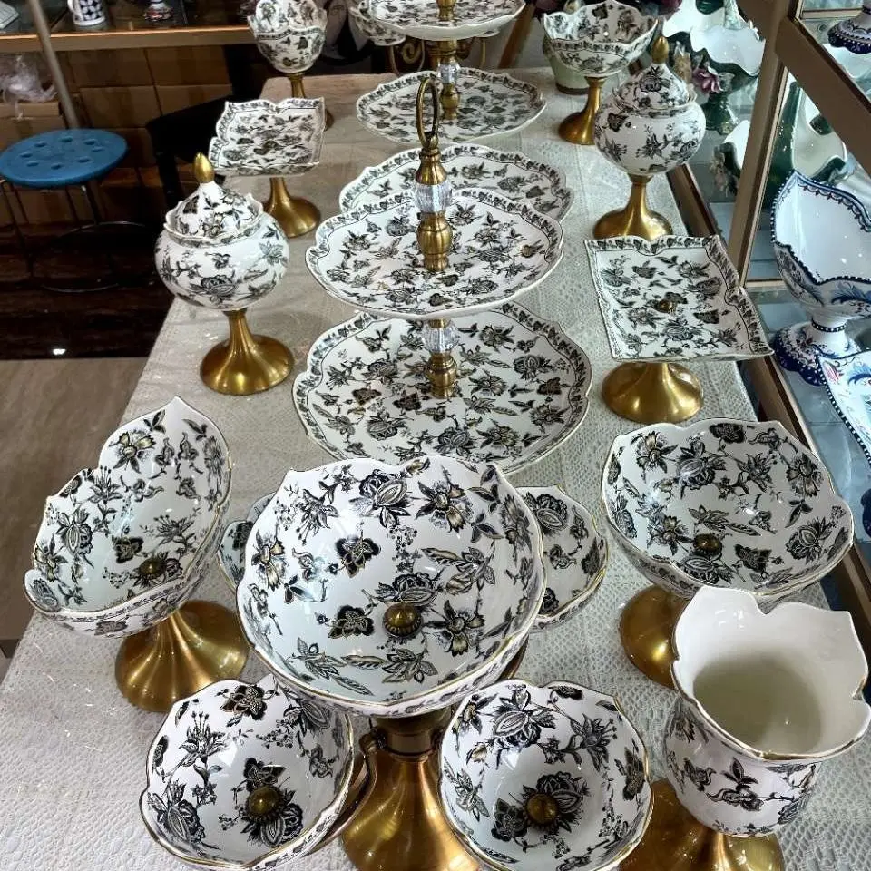 24-Head ceramic fruit plate, ethnic style ceramic fruit plate, household high-end