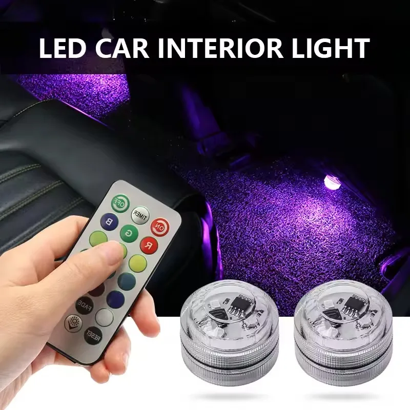 

Wireless Adhesive LED Car Interior Ambient Light Remote Control Decoration Auto Roof Foot Atmosphere Lamp Bicycle Tail Light