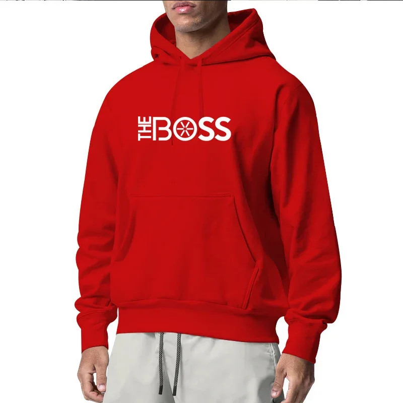 Spring Autumn Simple the Boss Letter Printed Hoodies Outdoor Sport Pullover Top Loose Men's Hooded Sweatshirt Hip Hop Sweaters