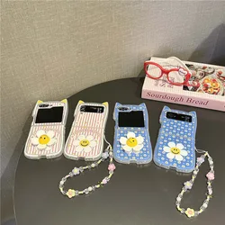 2025 Ins Style Rotating Happy Sunflower Phone Case for Samsung Galaxy ZFlip6 4 Hard Cover for ZFlip5 Flip3 Zflip4 Shell Bracket