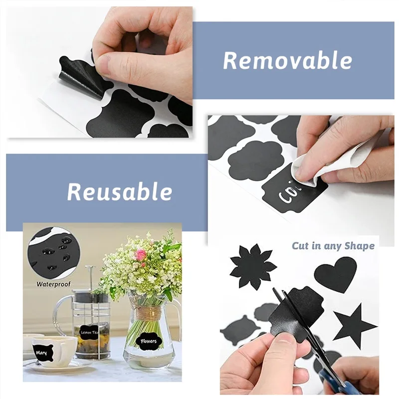 Chalkboard Labels Erasable Waterproof Blackboard Stickers Kitchen Spice Label Sticker Jam Jar Organizer Label Storage Bottle Tag