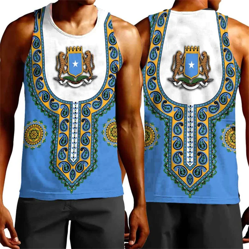 

Africa Somalia Flag Map 3D Print Tank Top For Men Clothes Dashiki Paisley Vest Casual Hawaiian Waistcoat National Emblem Boy Top