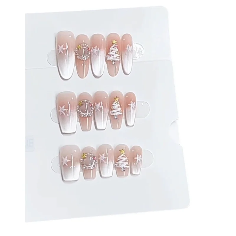 

Pure handmade phototherapy wearing nail Frozen cat's eye sweet reuse nail patch removable
