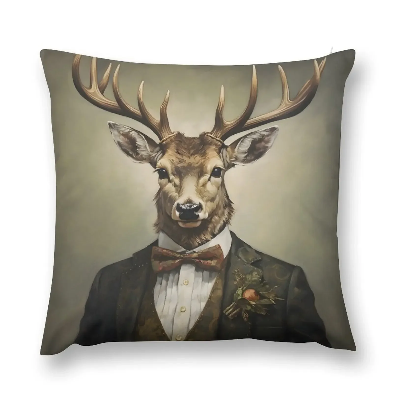 Dapper Deer Portrait Art Throw Pillow sleeping pillows Pillow Cover pillow