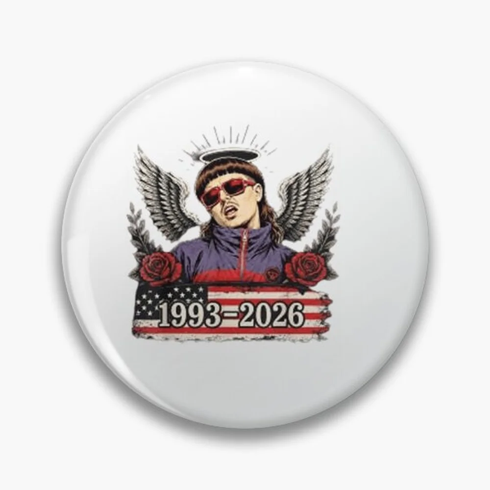 Oliver Tree Angel 1993-2026  Pin Holographic Star Heart Pin Brooches Laminated Button Fashion Accessory