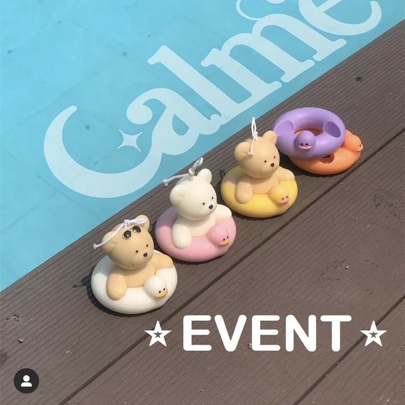 Cute bear with Swimming Ring Silicone mold Easter Bunny DIY Creative Candle mold for candle making Summer Party Supply home deco