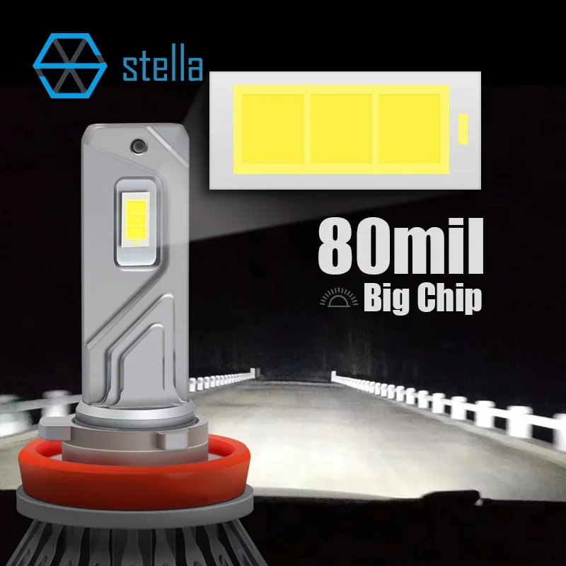 Stella 2pcs 16000LM 45W 12V LED CANBUS  car headlight bulbs  H4 H7 H8/H11 HB3/9005 80mil big chip 6000k LED lamps for auto