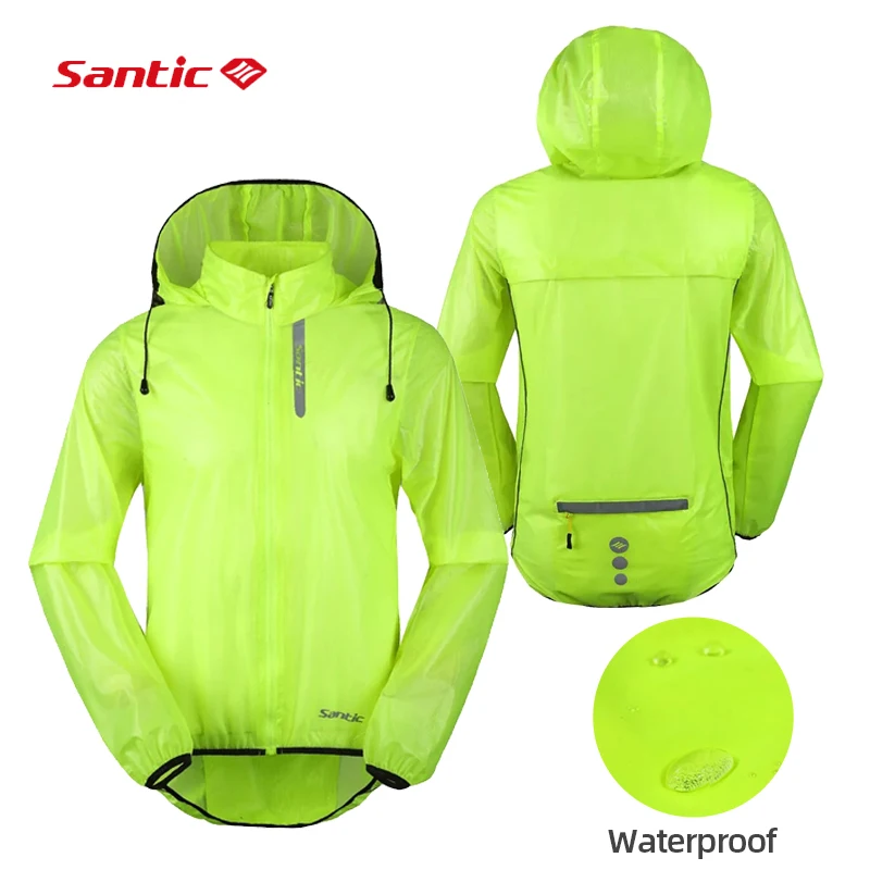 Santic Waterproof Raincoat Man Long Sleeve Racing Jacket Portable Bicycle Clothing Breathable Cycling Jerseys Sun Protection