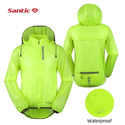 Santic Waterproof Raincoat Man Long Sleeve Racing Jacket Portable Bicycle Clothing Breathable Cycling Jerseys Sun Protection