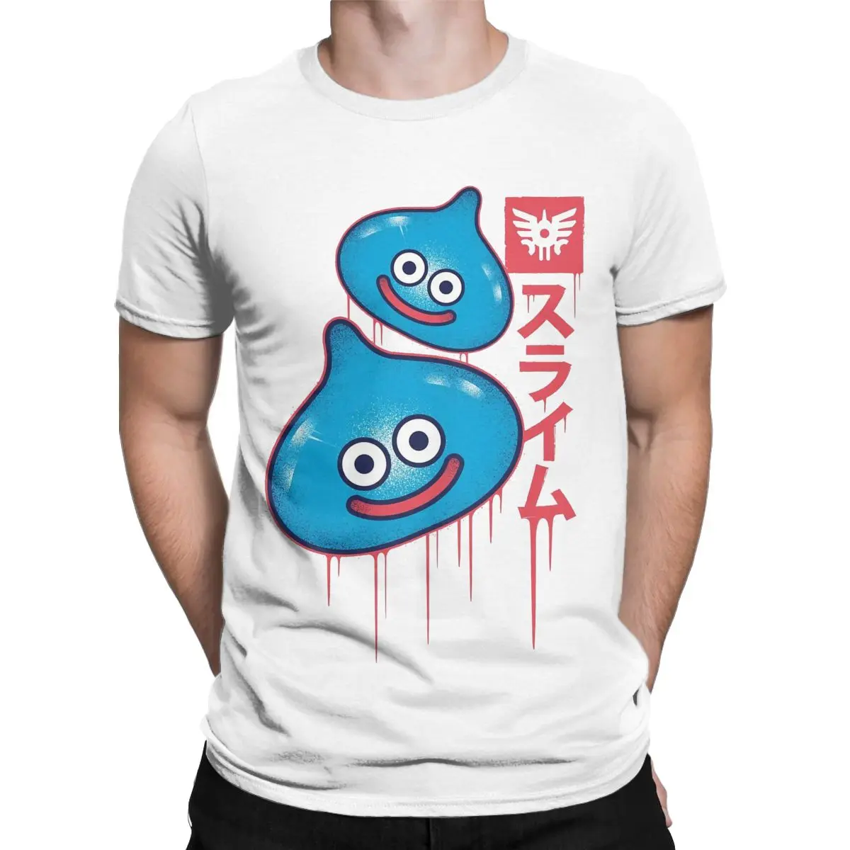 Dragon Quest Slime T-Shirts for Men Funny 100% Cotton Tee Shirt Round Neck Short Sleeve T Shirts Plus Size Clothes