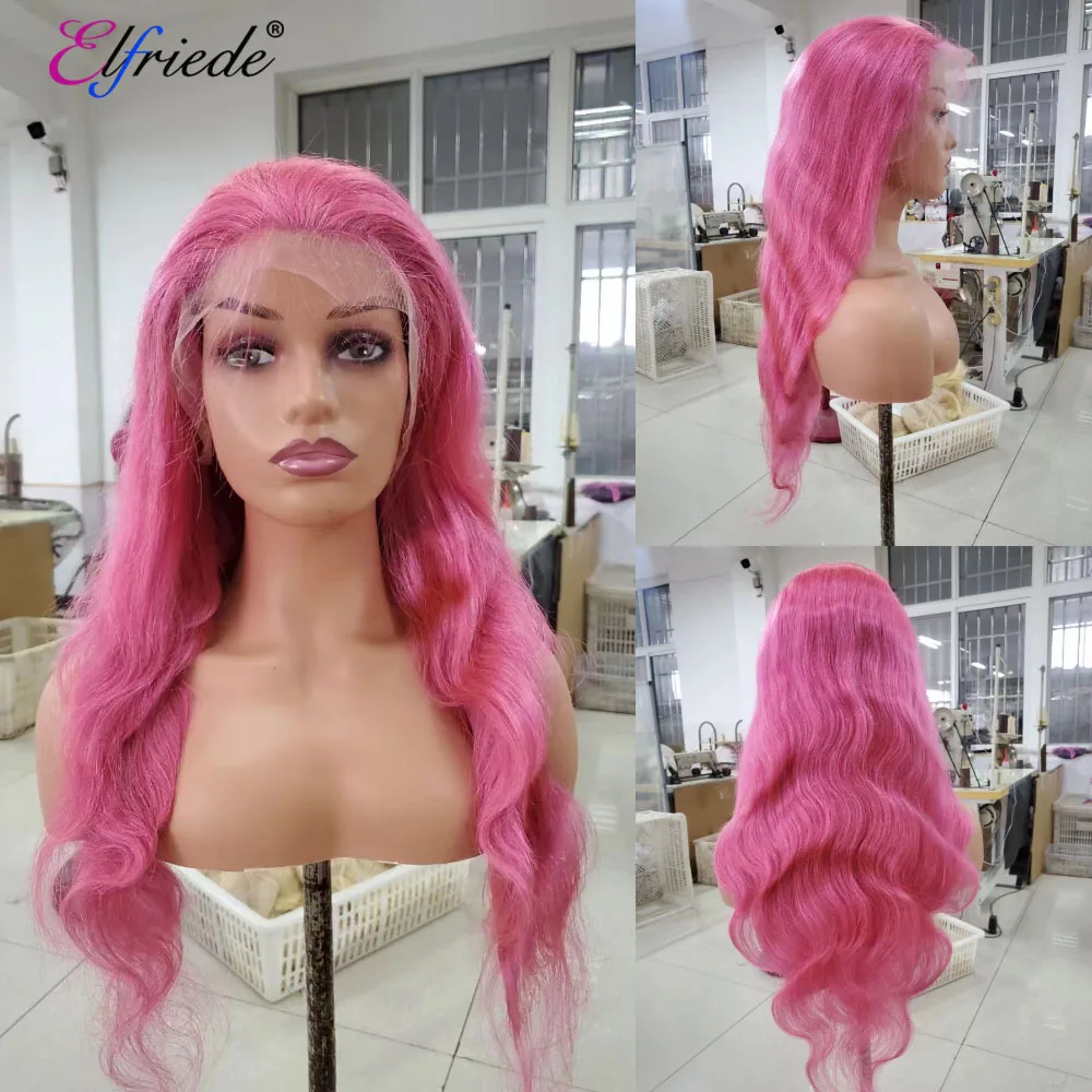 Elfriede #Pink Body Wave Lace Front Wigs for Women Precolored Wig 4x4 Lace Closure 13X4 13X6 HD Lace Frontal Wig Human Hair Wigs