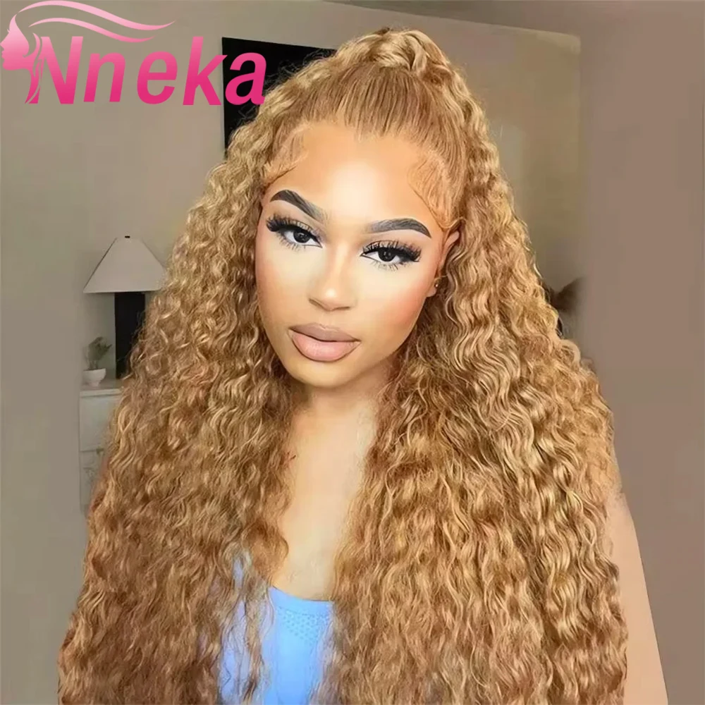 

Парик с глубокими волнами и кружевной передней частью, 36 дюймов, медово-русый, 13x6 HD, прозрачный фронтальный парик, плотность 200% # 27-дюймовый кудрявый парик из натуральных волос