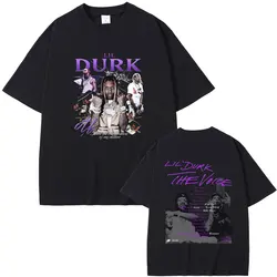 Camiseta de rapero Lil Durk para hombre y mujer, camisa Vintage de moda de Hip Hop, cuello redondo, de gran tamaño, 100% de algodón, informal, de manga corta