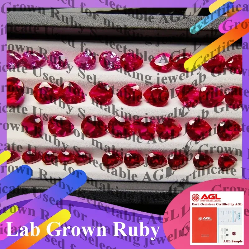 

Lab Grown Ruby Pear Shape VVS1 for Jewelry Making Materials Pigeon Blood Red Top Quality Gemstone Selectable Certificate for