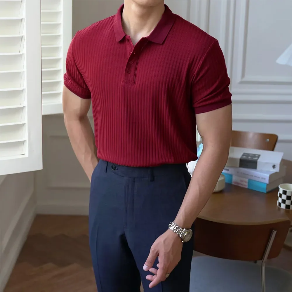 Männer Sommer Kurzarm Polo Dünne Casual Sportswear Hundert Stretch Tasten Koreanische Mode T-shirt männer Tops – Detail 8
