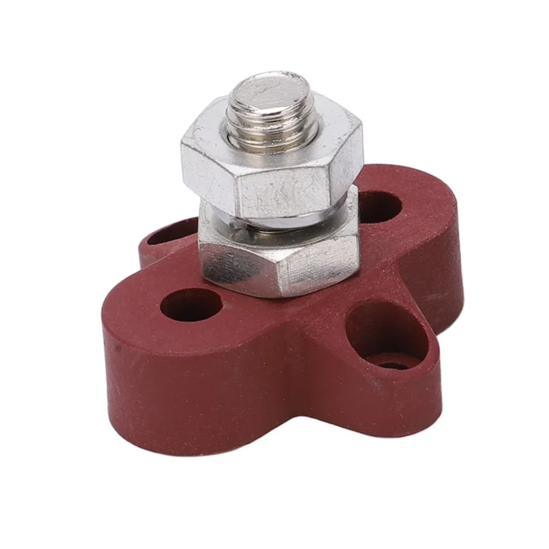 2pcs M10 Battery Power Junction Post Block Insulated Metal Terminal Stud DC48V Maximum For Cars RVs ATVs