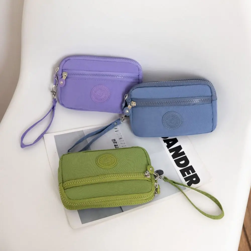

Fashion Zipper Women Handbag Large Capacity Solid Color Storage Bag Waterproof Double Layers Phone Pouch